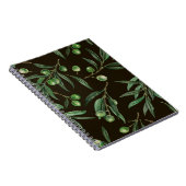 Carnet Aquarelle des branches d'olive en noir (Côté Droit)