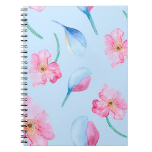 Carnet Aquarelle dessinée à la main avec motif rose