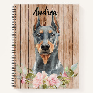 Carnet Aquarelle Doberman & Fleurs