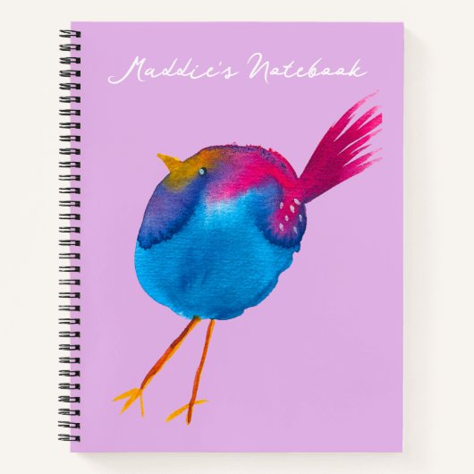 Carnet Aquarelle d'oiseau bleu (Devant)