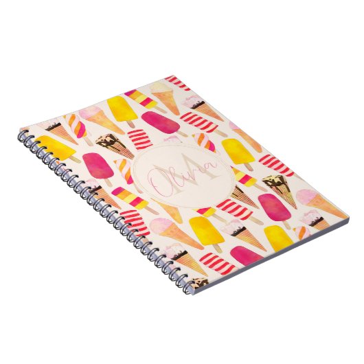 Carnet Aquarelle douce été crème glacée (Côté Droit)