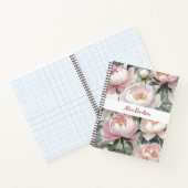 Carnet Aquarelle douce Peonies roses | votre nom (Intérieur)