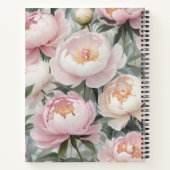 Carnet Aquarelle douce Peonies roses | votre nom (Dos)