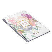 Carnet Aquarelle douce Rose Floral Gold Parties scintilla (Côté Droit)