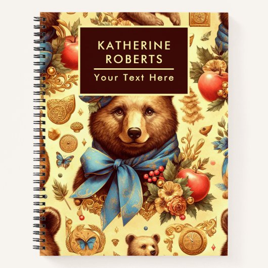 Carnet Aquarelle d'ours Vintage (Devant)