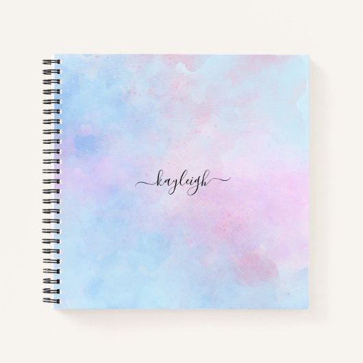 Carnet Aquarelle Dreamy Rose bleu turquoise (Devant)
