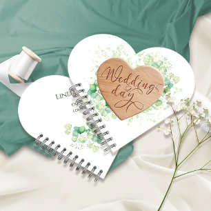 Carnet Aquarelle du coeur en bois Eucalyptus Mariage rust