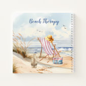 Carnet Aquarelle élégant Beach Ocean Monogramme (Dos)