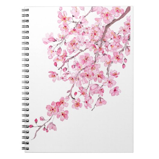 Carnet aquarelle en fleurs de cerisier rose 2020 (Devant)
