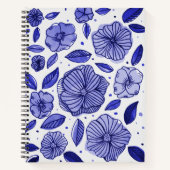 Carnet Aquarelle et fleurs d'encre - palette bleue (Devant)