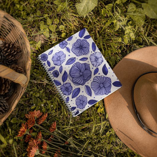 Carnet Aquarelle et fleurs d'encre - palette bleue