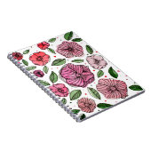 Carnet Aquarelle et fleurs d'encre - rose et vert (Côté Droit)