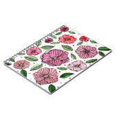 Carnet Aquarelle et fleurs d'encre - rose et vert (Côté gauche)