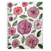 Carnet Aquarelle et fleurs d'encre - rose et vert (Devant)