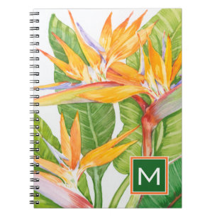 Carnet Aquarelle exotique de fleurs du monogramme  