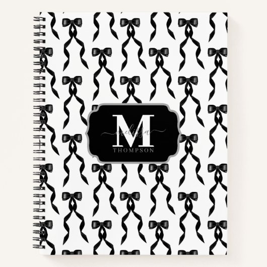 Carnet Aquarelle fantaisie Noir Bow Monogramme (Devant)