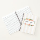 Carnet Aquarelle féminine Florale et rayures (Intérieur)