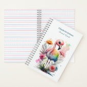 Carnet Aquarelle Flamant rose mou avec fleurs (À l'intérieur)