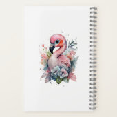 Carnet Aquarelle Flamant rose mou avec fleurs (Verso)