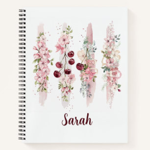Carnet Aquarelle Fleur de Cerisier avec Nom Personnalisé