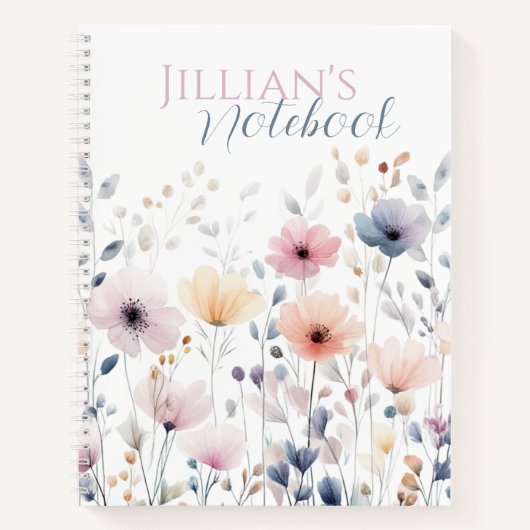 Carnet Aquarelle Fleur de Champ Botanique Pastel Douce (Devant)