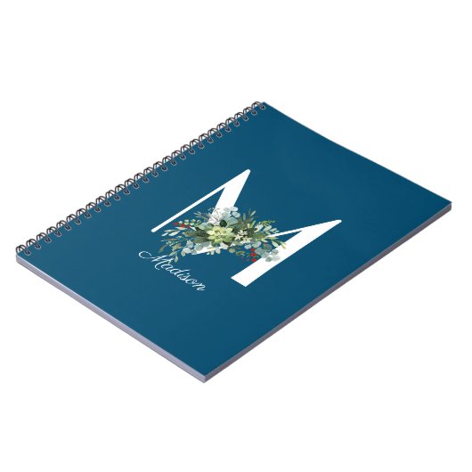 Carnet Aquarelle fleur sauvage bleu initial (Côté gauche)