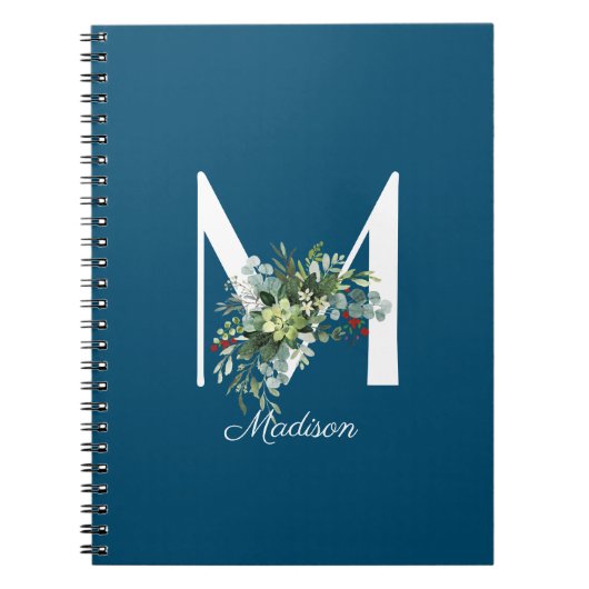 Carnet Aquarelle fleur sauvage bleu initial (Devant)