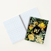 Carnet Aquarelle Fleur sauvage noir jaune Monogramme (Intérieur)