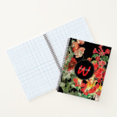 Carnet Aquarelle Fleur sauvage noir rouge Monogramme (Intérieur)