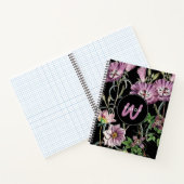 Carnet Aquarelle Fleur sauvage noir violet monogramme (Intérieur)