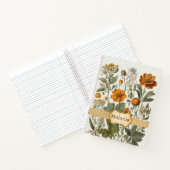Carnet Aquarelle Fleur sauvage orange | Nom personnalisé (Intérieur)