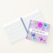 Carnet Aquarelle fleurie violet bois rustique carré perso (Intérieur)