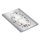 Carnet Aquarelle Fleurs blanches Cadre doré Argent Turquo (Côté Droit)