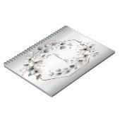 Carnet Aquarelle Fleurs blanches Cadre doré Argent Turquo (Côté gauche)