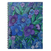 Carnet aquarelle, fleurs bleues (Devant)