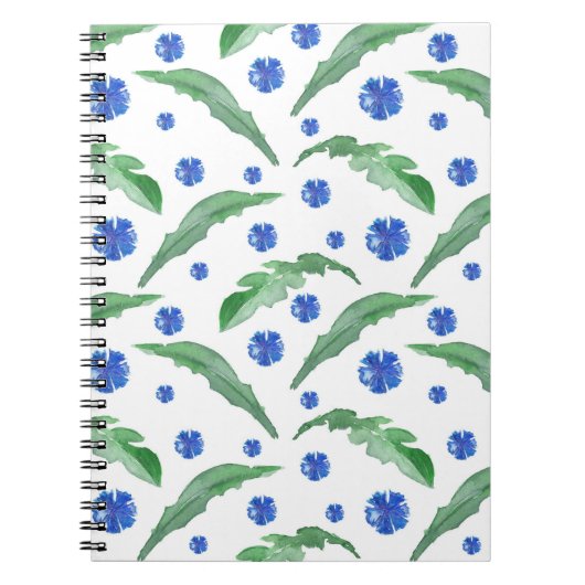Carnet Aquarelle Fleurs de corail bleu (Devant)