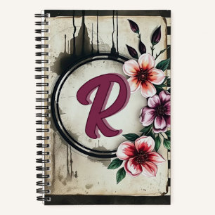 Carnet Aquarelle Fleurs désistées Chic Messy Monogramme