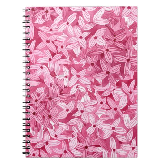 Carnet Aquarelle fleurs lilas : arrière - plan rose (Devant)