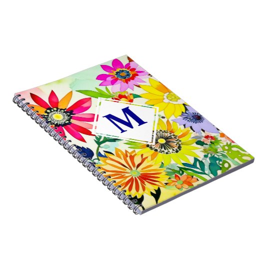 Carnet Aquarelle Fleurs Monogrammes (Côté Droit)