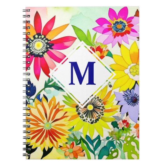 Carnet Aquarelle Fleurs Monogrammes (Devant)