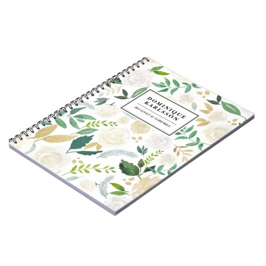 Carnet Aquarelle Fleurs Motif avec Parties scintillant en (Côté gauche)