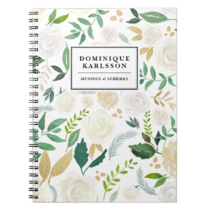 Carnet Aquarelle Fleurs Motif avec Parties scintillant en