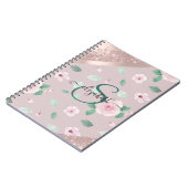 Carnet Aquarelle Fleurs Rose or Monogramme (Côté gauche)