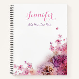 Carnet Aquarelle Fleurs Roses Élégant Modèle moderne