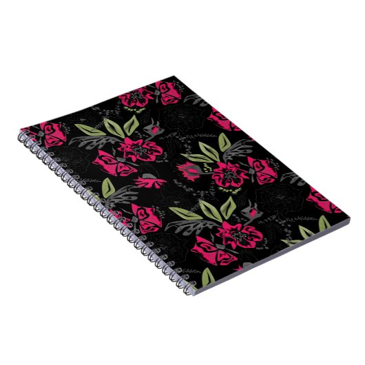 Carnet Aquarelle fleurs rouges vert feuille croquis flora (Côté Droit)