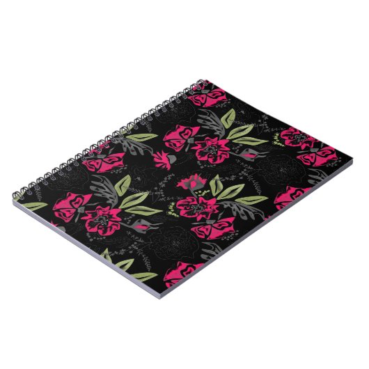 Carnet Aquarelle fleurs rouges vert feuille croquis flora (Côté gauche)