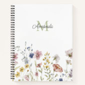 Carnet Aquarelle Fleurs sauvages Boho élégant avec Monogr (Devant)