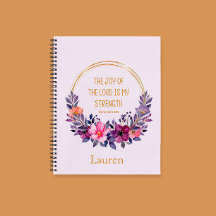 Carnet Aquarelle Floral Neh. 8:10 La Joie du Seigneur