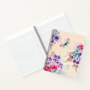 Carnet Aquarelle Floral Papillon Parties scintillant de j