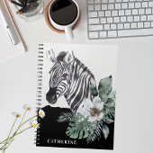 Carnet Aquarelle Floral Wild Zebra Nom personnalisé